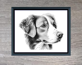 Nova Scotia Duck Tolling Retriever Dog Breed Monochrome Counted Cross-Stitch Pattern (Digital Download)