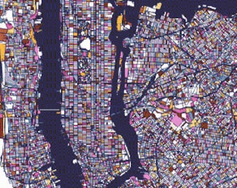 Patrón de punto de cruz del mapa de Manhattan de Nueva York: bordado vintage (patrón PDF)