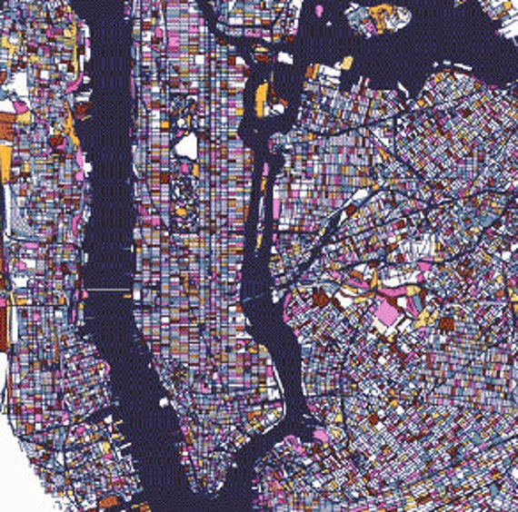 Patterns NYC Map Manhattan Illustrated Vintage Cross Stitch Pattern