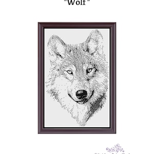 Wolf Wildlife Animal Nature Monochrome Cross Stitch Embroidery Needlepoint Pattern Instant PDF Download