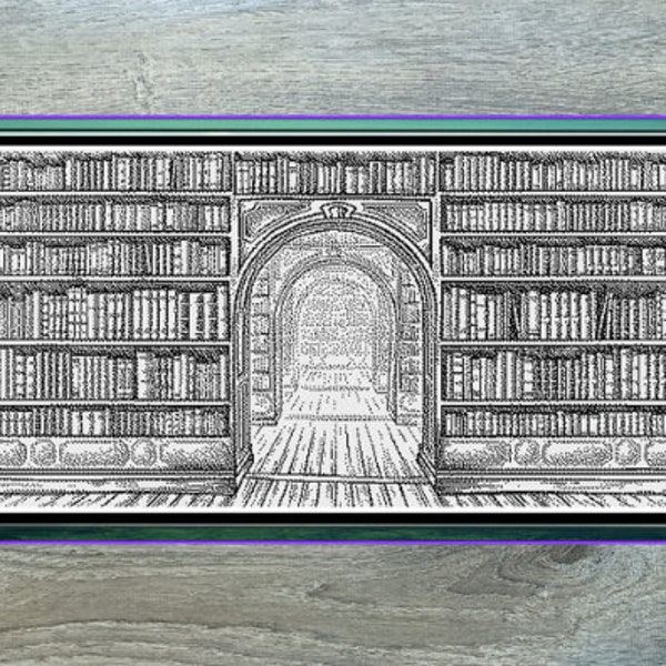 Patrón de bordado de punto de cruz monocromático de biblioteca - Descarga instantánea - Pattern Keeper Ready