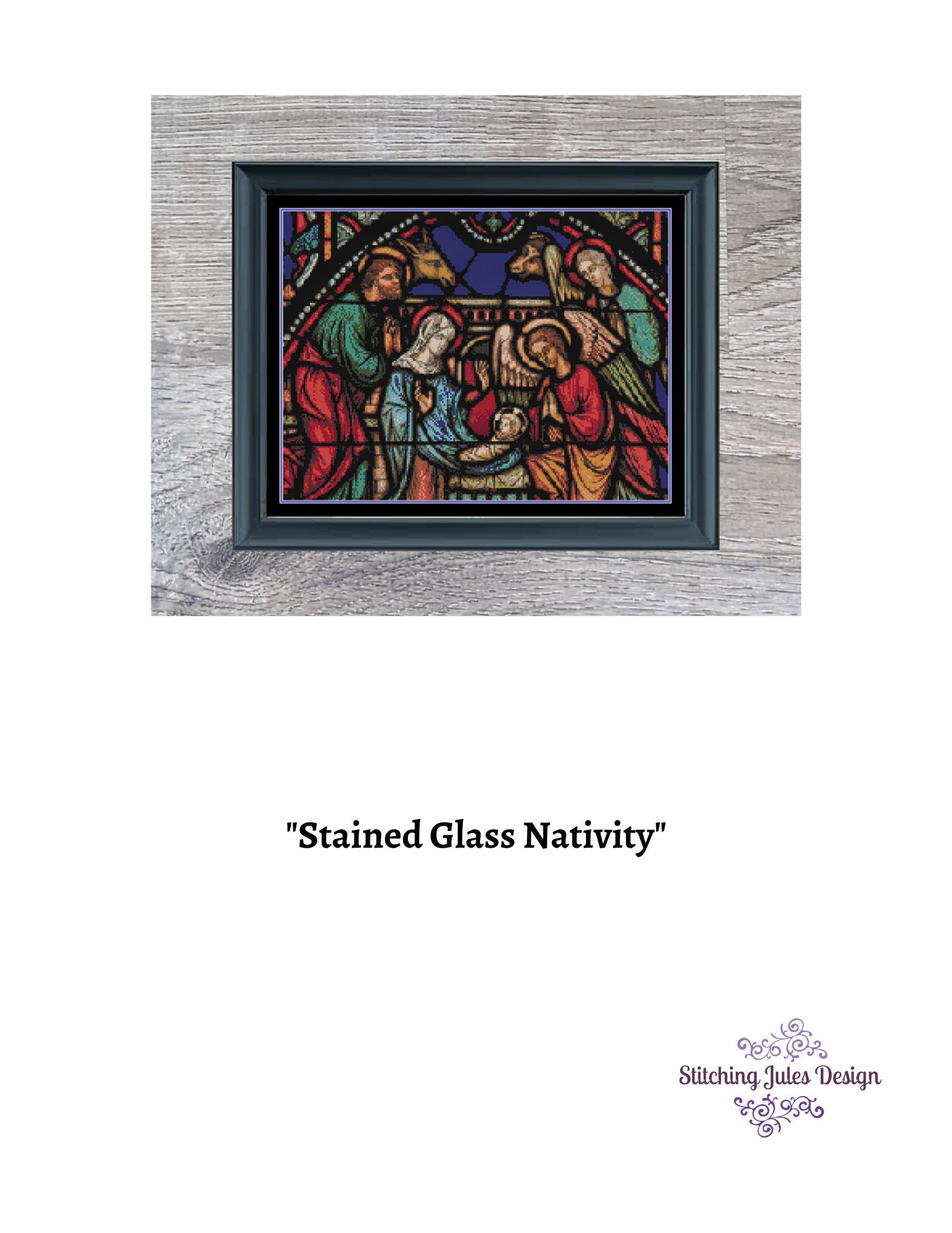 Stained Glass Diamond Painting Nativity Cross Stitch Complete Kit