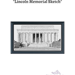 Lincoln Memorial schets zwart-wit kruissteek borduren borduurpatroon pdf direct downloaden