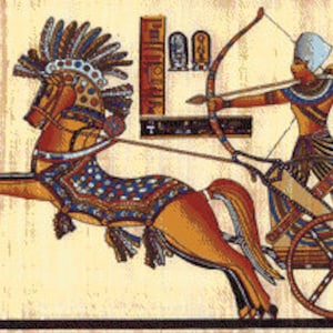 Egyptian Chariot Rider Ancient Egypt Cross Stitch Embroidery Needlepoint Pattern PDF Download