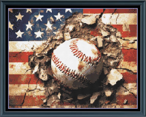 野球アメリカーナスポーツ フルカバレッジ クロスステッチパターン