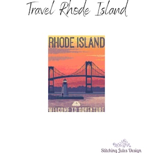 Travel Rhode Island Poster Counted Cross Stitch Embroidery Needlepoint Pattern PDF Download Pattern Keeper Ready