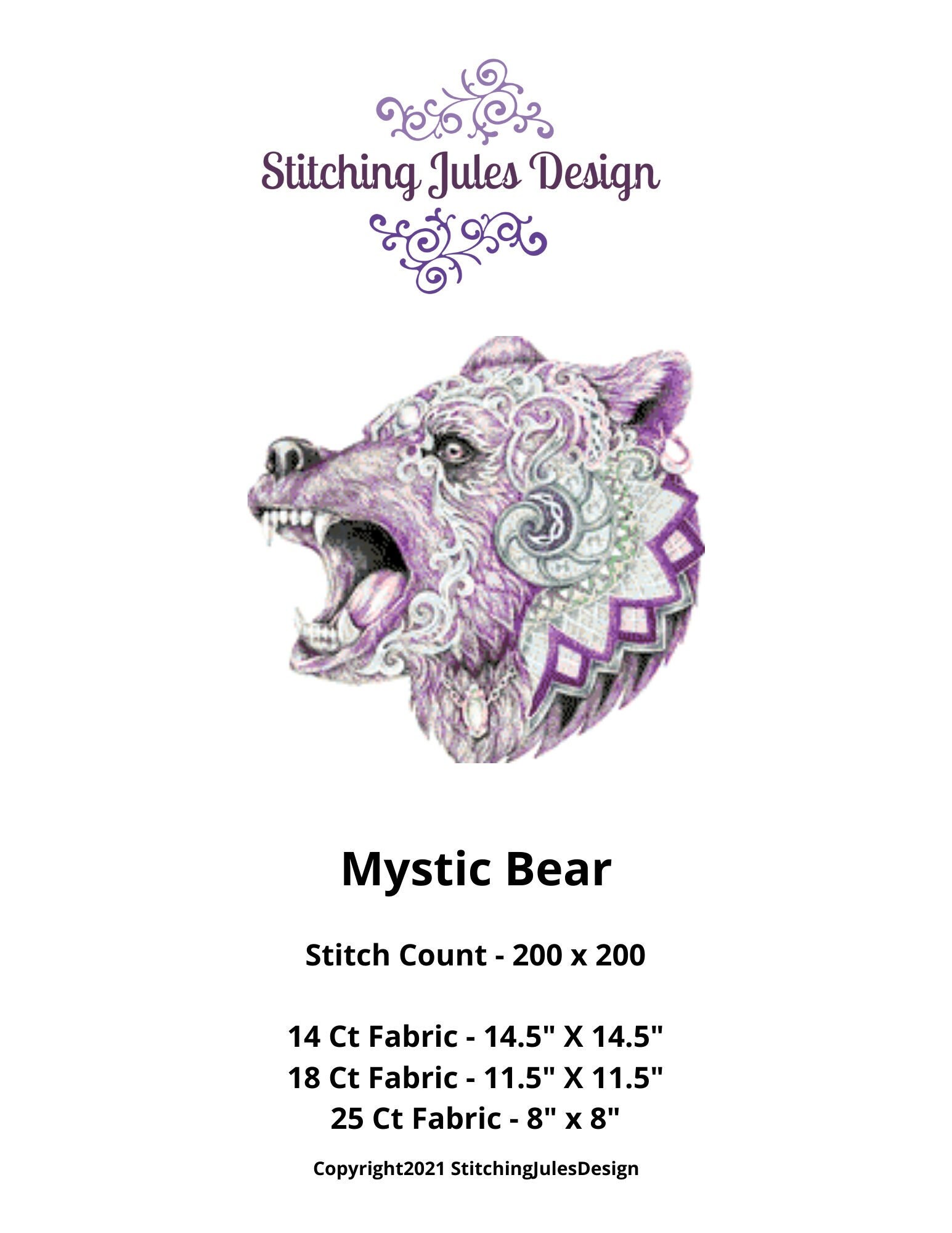 Mystic Bear Wildlife Animal Colorful Cross Stitch Embroidery - Etsy Denmark
