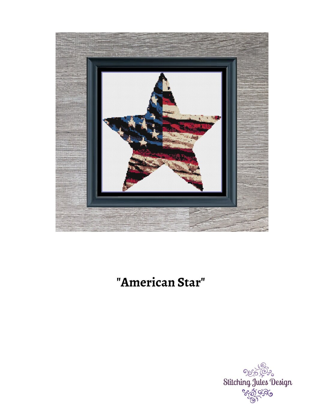 American Flag Star Cross Stitch Pattern: Patriotic USA (instant PDF ...