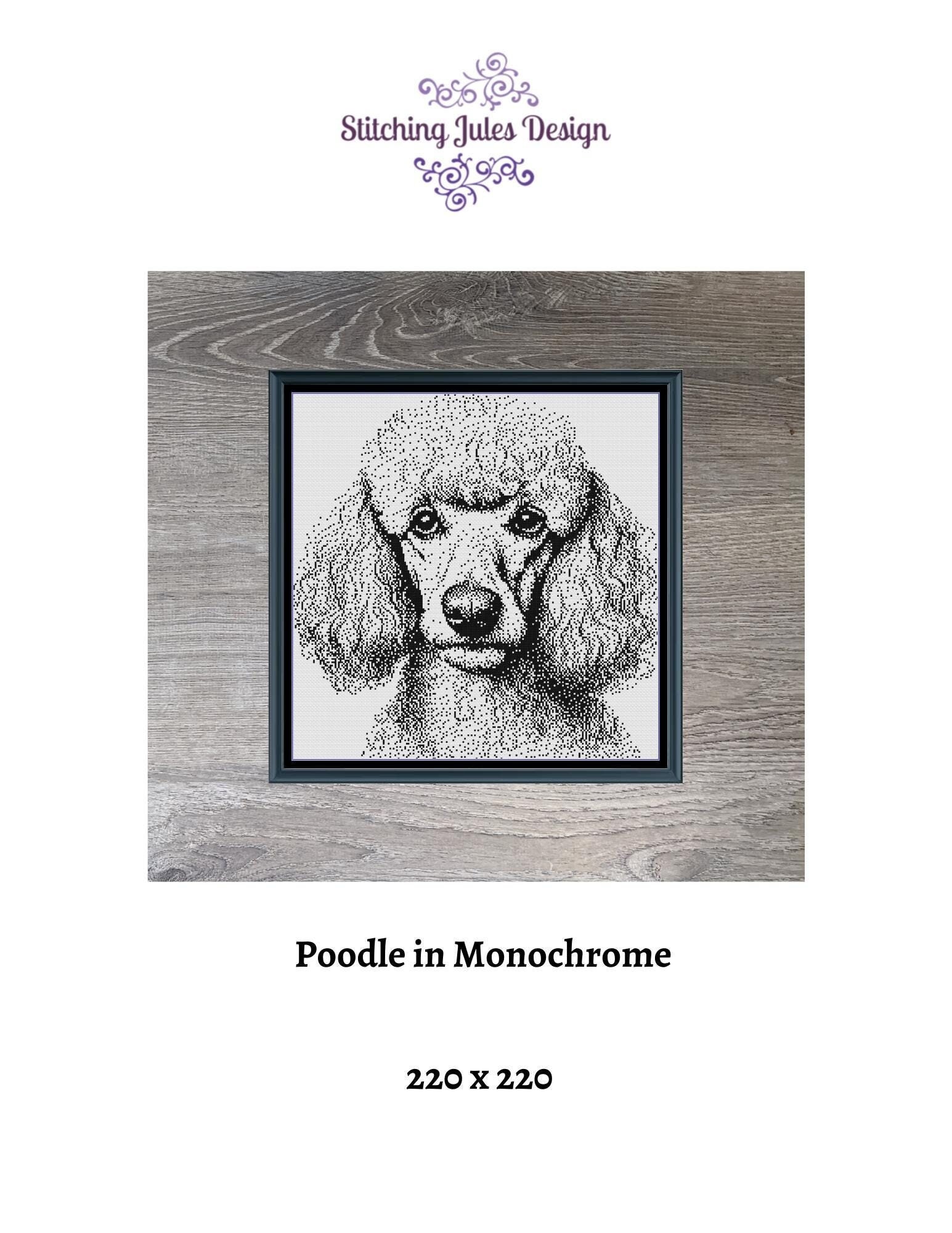 Poodle Dog Monochrome Counted Cross-stitch Pattern | Instant