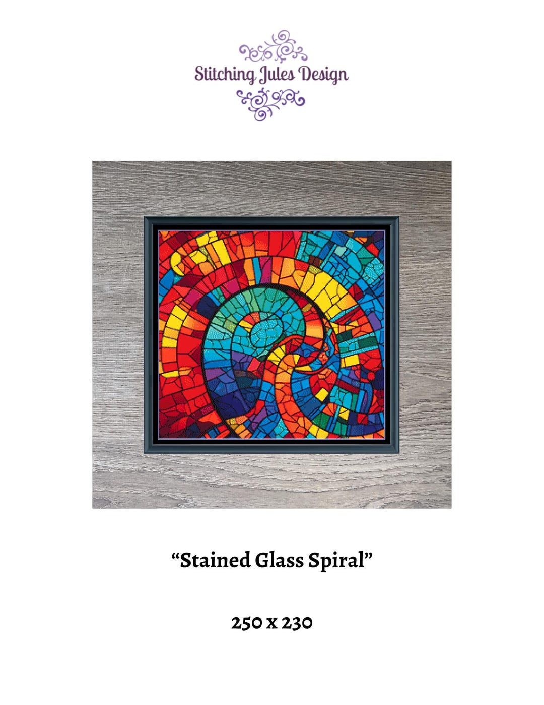 Spiral Colorful Stained Glass Full Coverage Counted Cross Stitch ...