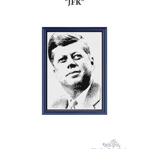 JFK President American History Kennedy Cross Stitch Embroidery Needlepoint Pattern | PDF Digital Download