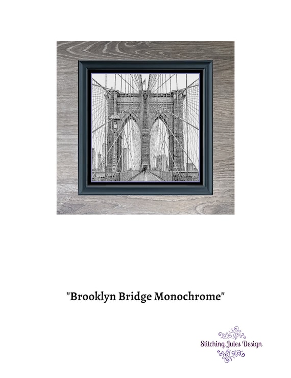 Brooklyn Bridge Blackwork Cross Stitch Pattern (Instant PDF Download)