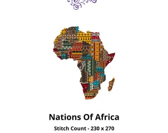 Nations Of Africa Cross Stitch Embroidery Needlepoint Pattern Instant PDF Download