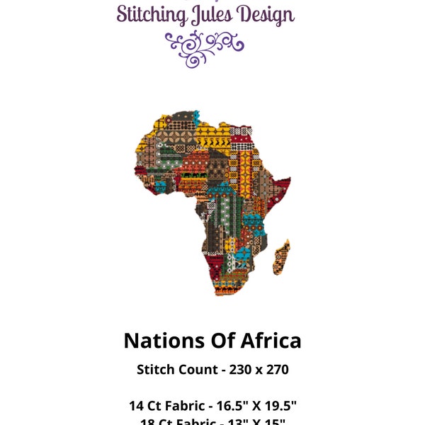 Nations Of Africa Point De Croix Broderie À L'aiguille Motif Téléchargement PDF Instantané