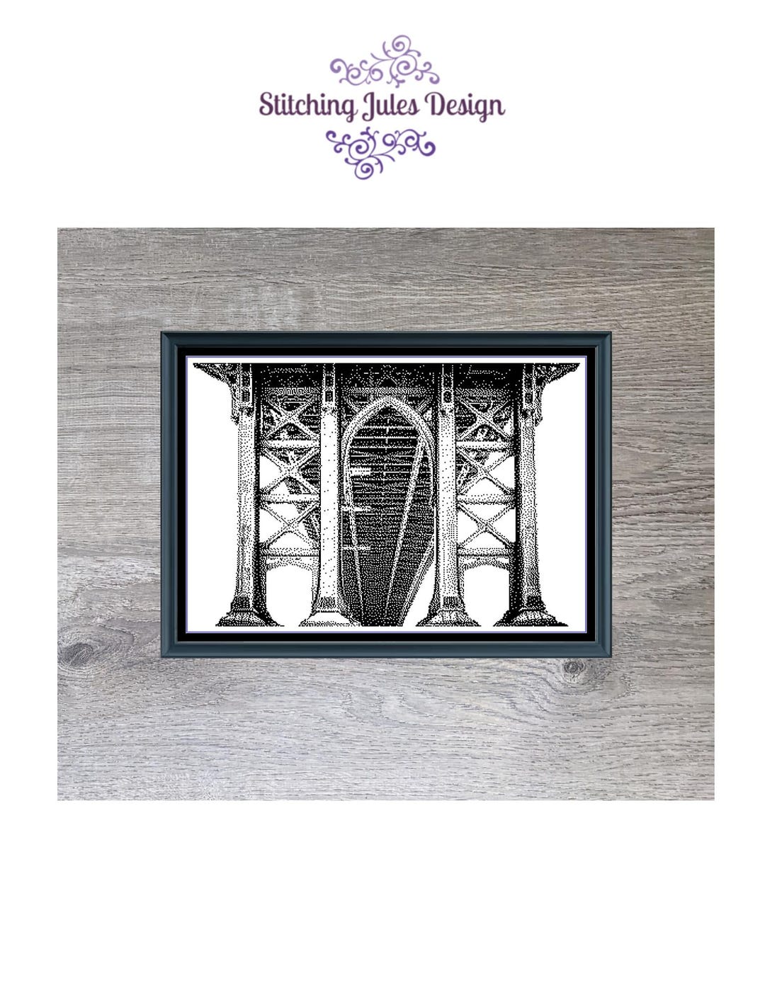 Manhattan Pattern Vector Manhattan Bridge Cross Stitch Pattern: Monochrome NYC Design (instant ...