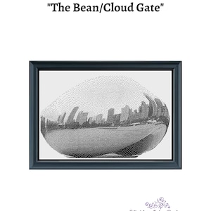 Chicago Cloud Gate Bean Sculptuur Monochroom Kruissteek Borduurnaaldpatroon PDF Download