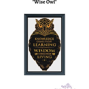 Wise Owl Cross Stitch Embroidery Needlepoint Pattern PDF Download