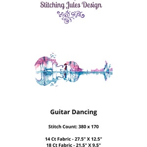 Guitar Dancing Romantic Love Art Cross Stitch Embroidery Needlepoint Digital Pattern Ready For PDF Instant Download