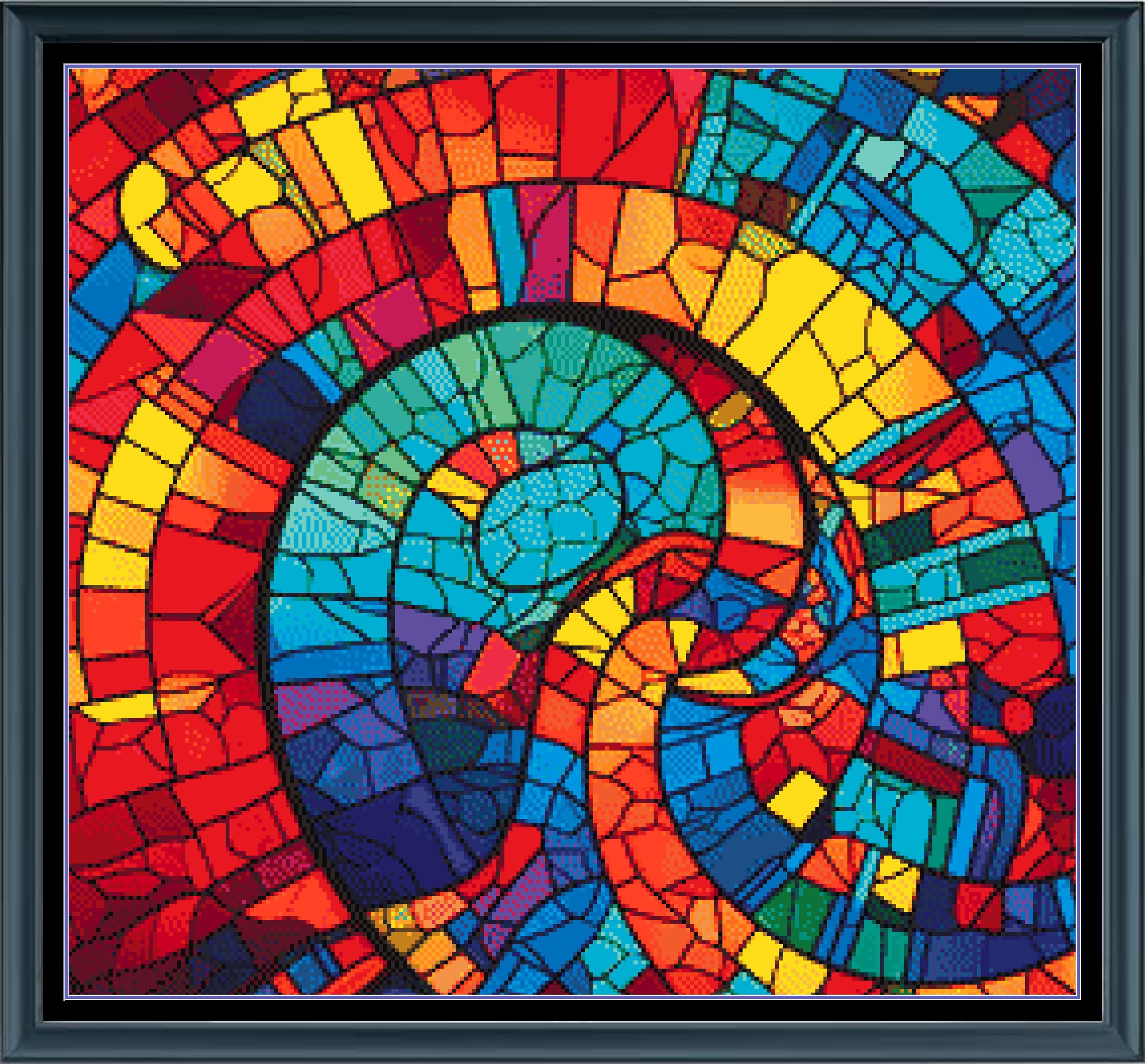 Spiral Colorful Stained Glass Full Coverage Counted Cross Stitch ...