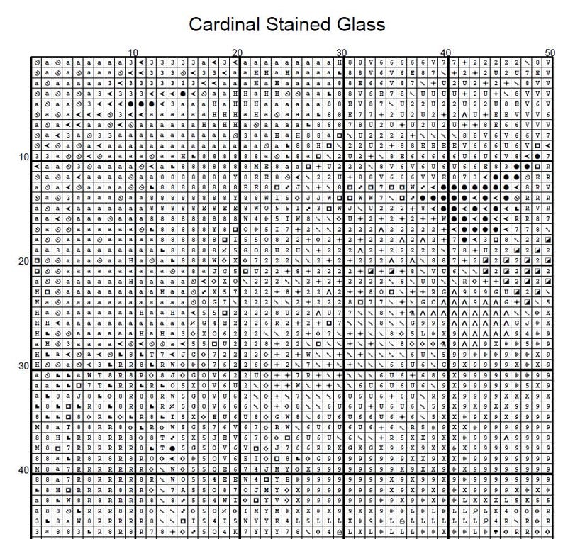 Grid Pattern Cardinal Cardinal Bird Winter Stained Glass Large Full Coverage Counted Cross ...
