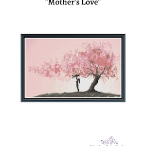Mother's Love Child Tree Artistic Cross Stitch Embroidery Needlepoint Pattern Instant PDF Download Also Ready For Pattern Keeper