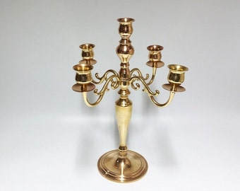 Vintage Brass Candelabra Candlestick Holder, Brass Candle Holder, Gold Candelabra (#2976)