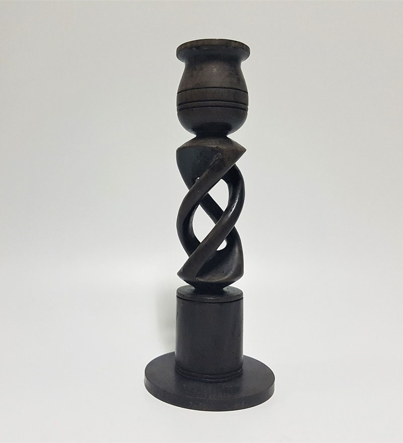 Ebony Wood Open Barley Twist Candle Holders Candlestick Etsy
