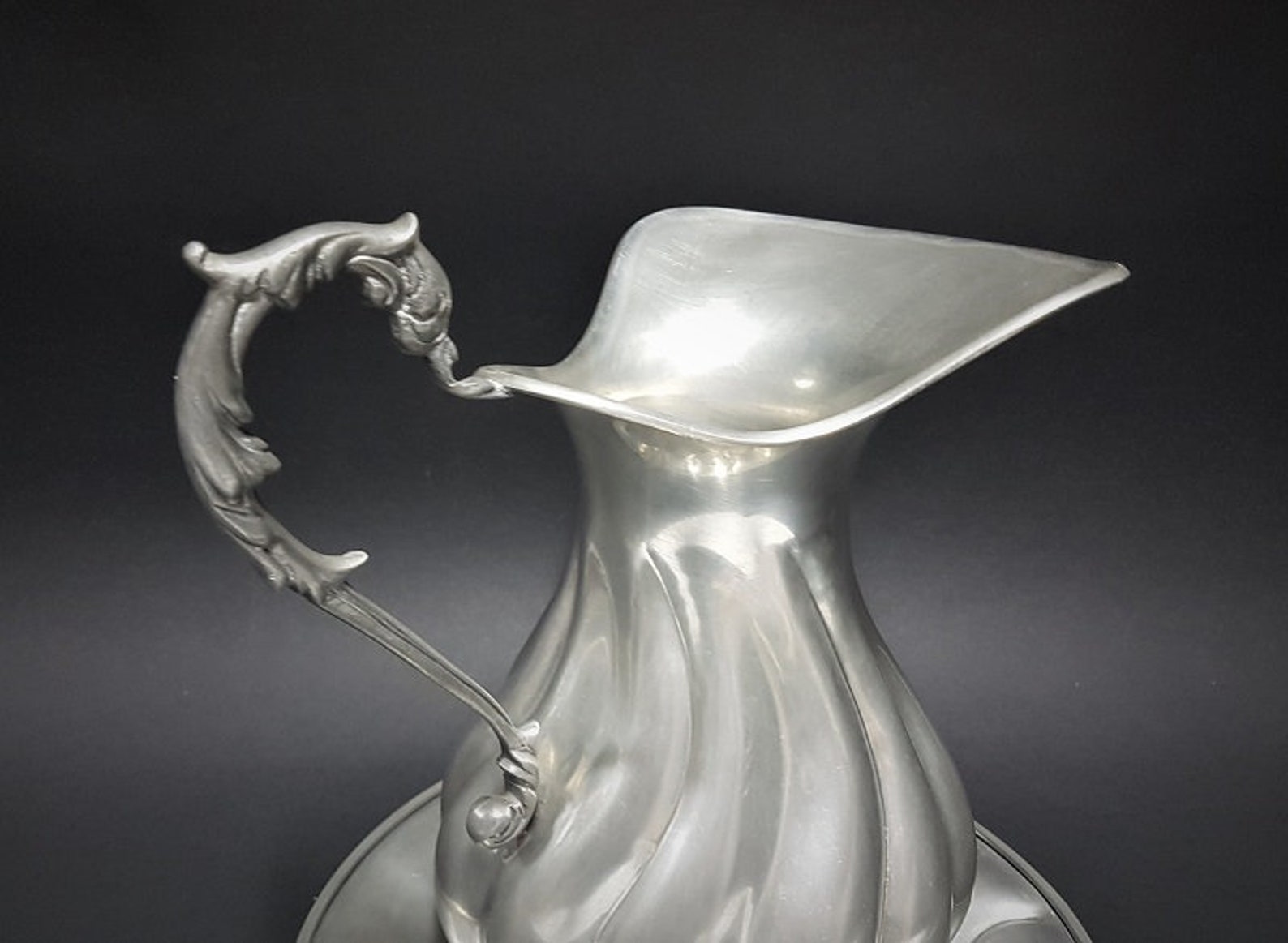 Mid Century Decorative Pewter Jug and Plate Made in Italy Etsy