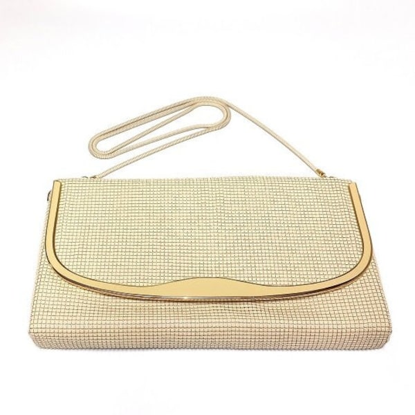 Vintage Glomesh Cream Shoulder Bag in box, Clutch Bag, Elegant Formal Handbag, Evening Purse (#3164)
