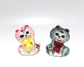 Vintage Cat Salt and Pepper Shakers, Cute Cat Shakers (#2608)