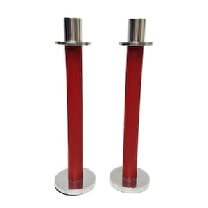 Retro Red/Chrome Candlestick Holders, Candle Holders (Set of 2) (#1949)