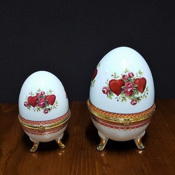 Limoges Fine Porcelain Faberge Egg Set – Trinket Set – Faberge Egg (#1343/1344)