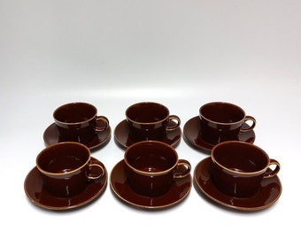 Vintage MCM Arabia Kilta BA Cups and Saucers by Kaj Franck, Arabia Ware Finland (#3153)