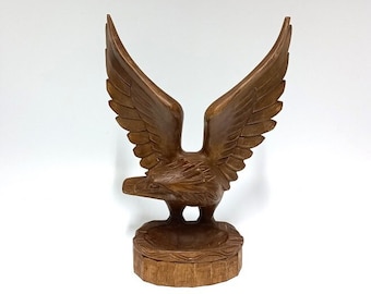 Vintage Hand Carved Wooden Bald Eagle, Bald Eagle Ashtray, Hand Carved Bald Eagle (#3157)