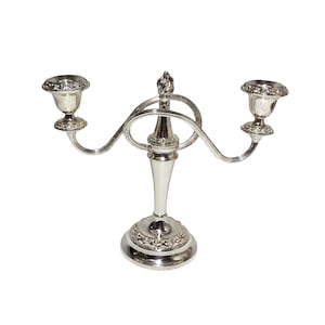 Vintage with tags Ianthe Silver Dual Candle Holder, Candelabra, Made in England (#2237)