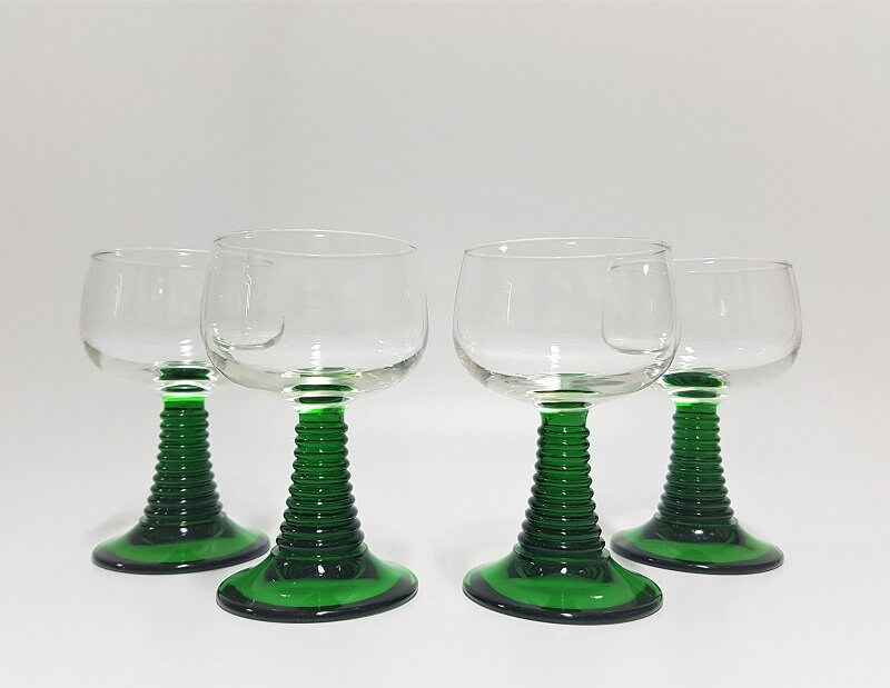Luminarc France Green Stem Wine Glasses Beehive Stem Romer Etsy