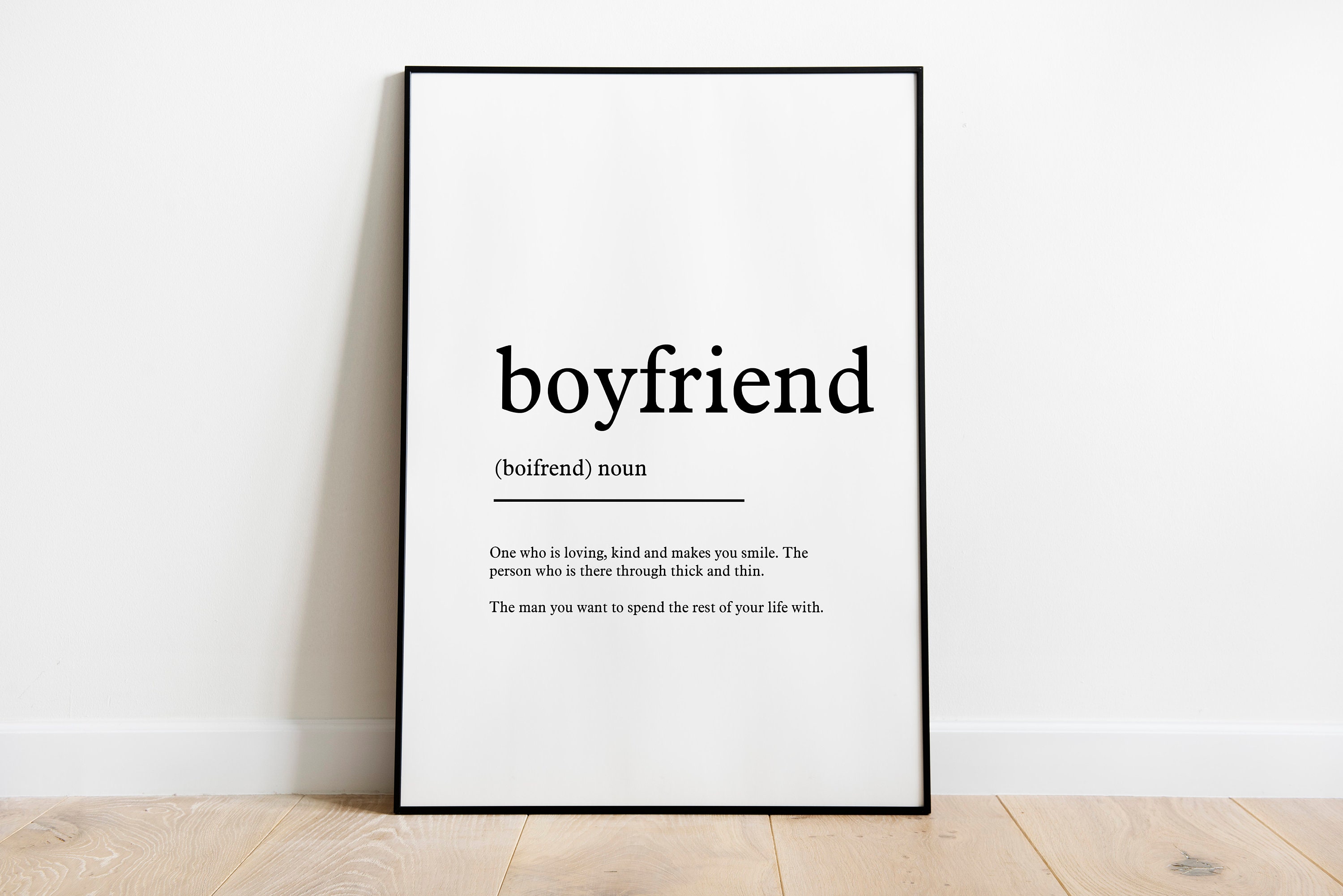 Boyfriend Definition Print / Noun Prints / Family Prints / Etsy