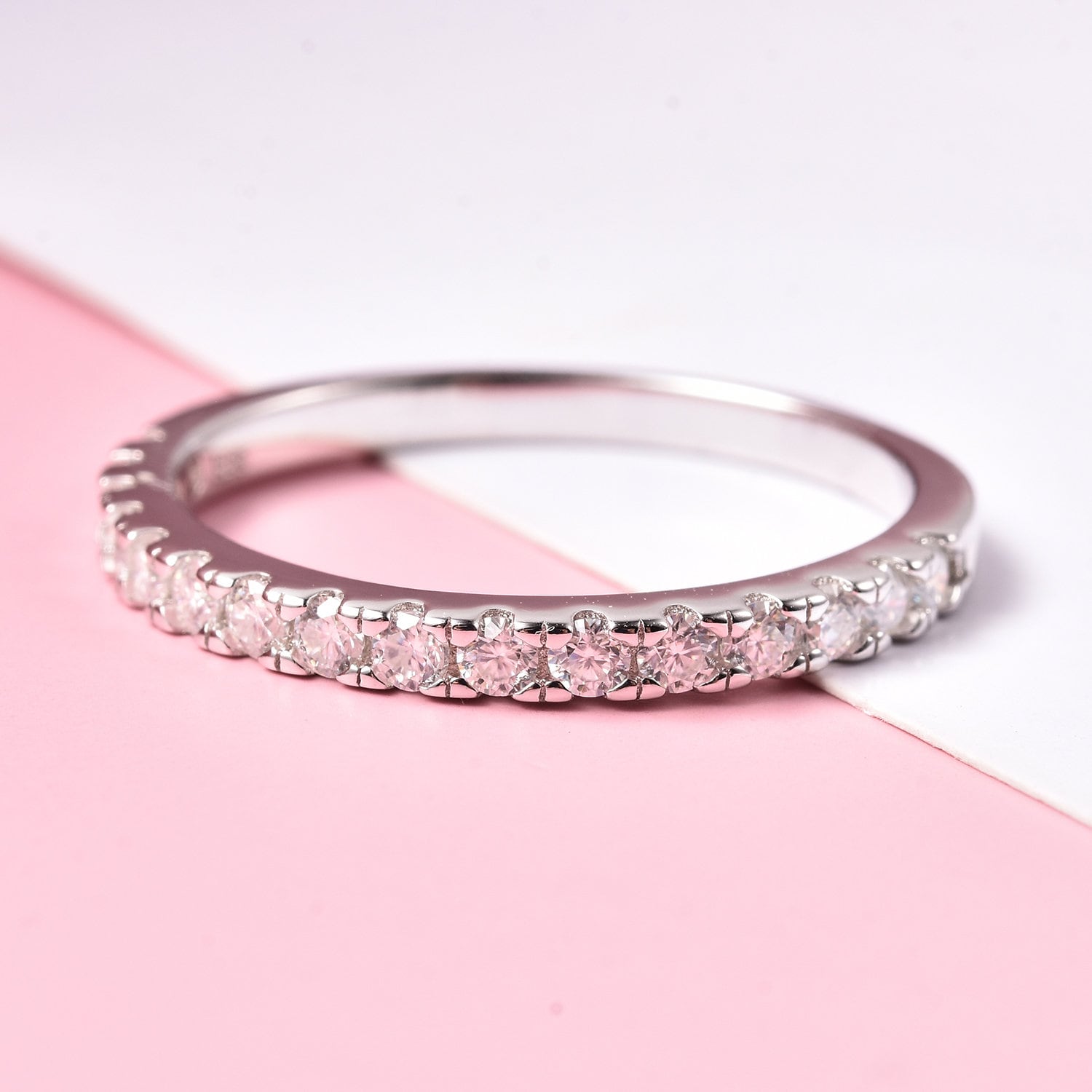 Moissanite Half Eternity Band Ring in Sterling Silver /Unique Etsy