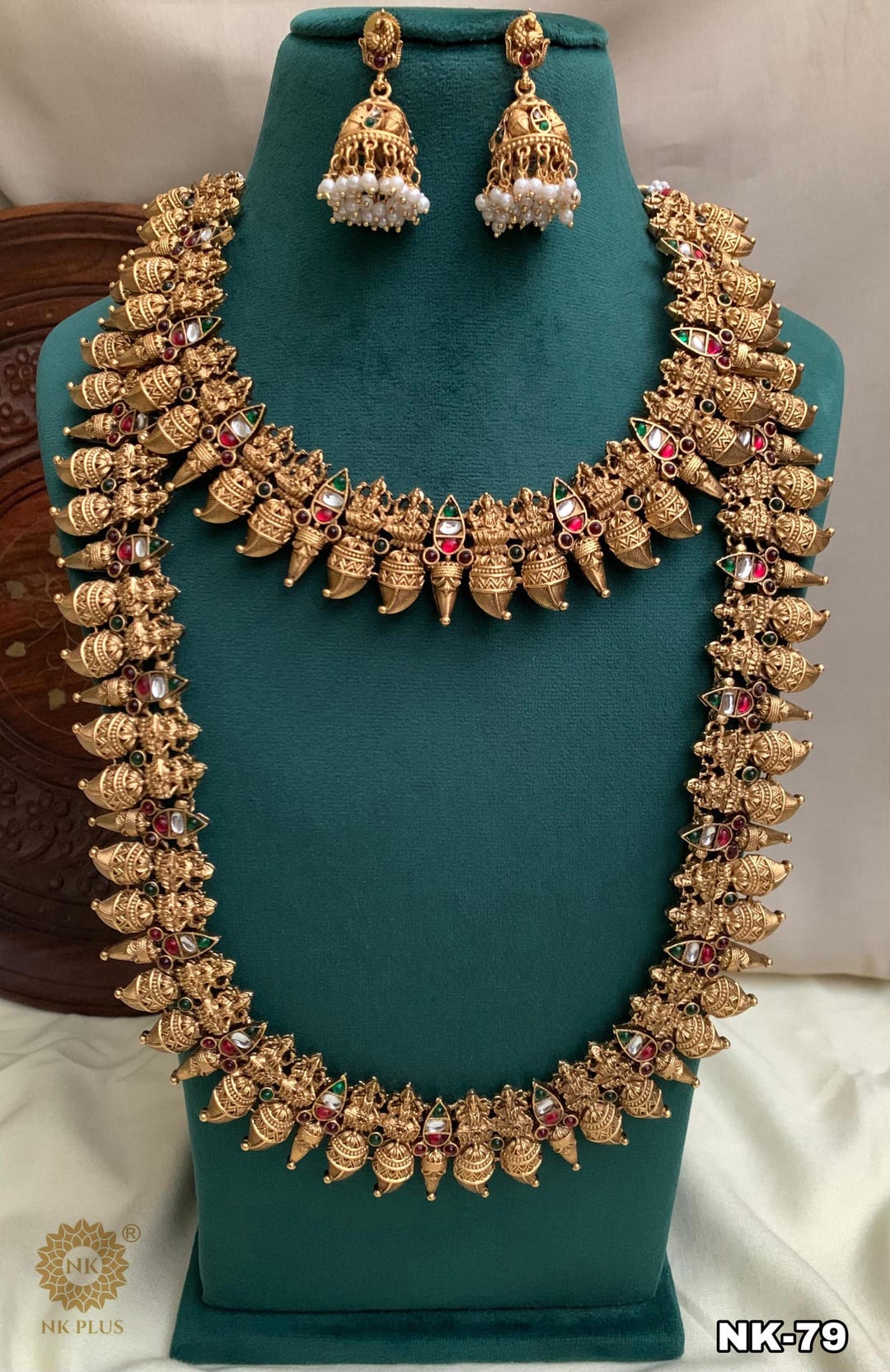 Traditional South Indian Gold Plated Bridal Temple Jewellery Set ...