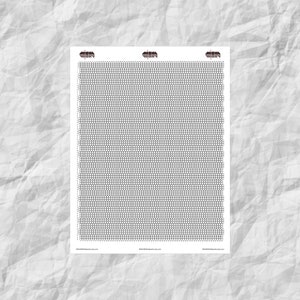 May include: A white sheet of paper with a grid of small, evenly spaced squares. The grid is printed in black ink. The top of the paper has a logo in a dark color. The paper is on a textured, light gray background.