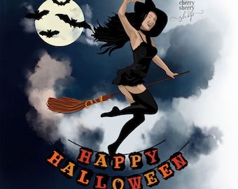 Halloween Cliparts, Halloween Illustrations, Witch Clipart, Pumpkin Illustrations, Cute Halloween Cliparts, Instant Download,Happy Halloween