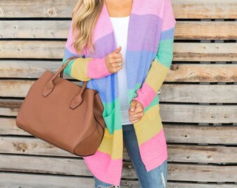rainbow striped coat