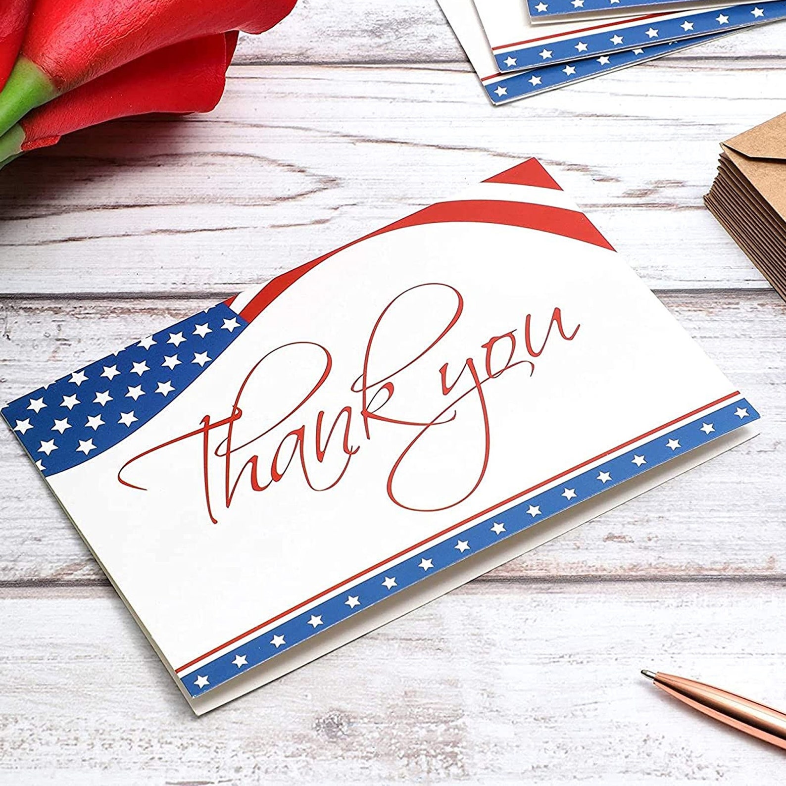 American Flag Thank You Cards with Envelopes Thank You Cards Etsy