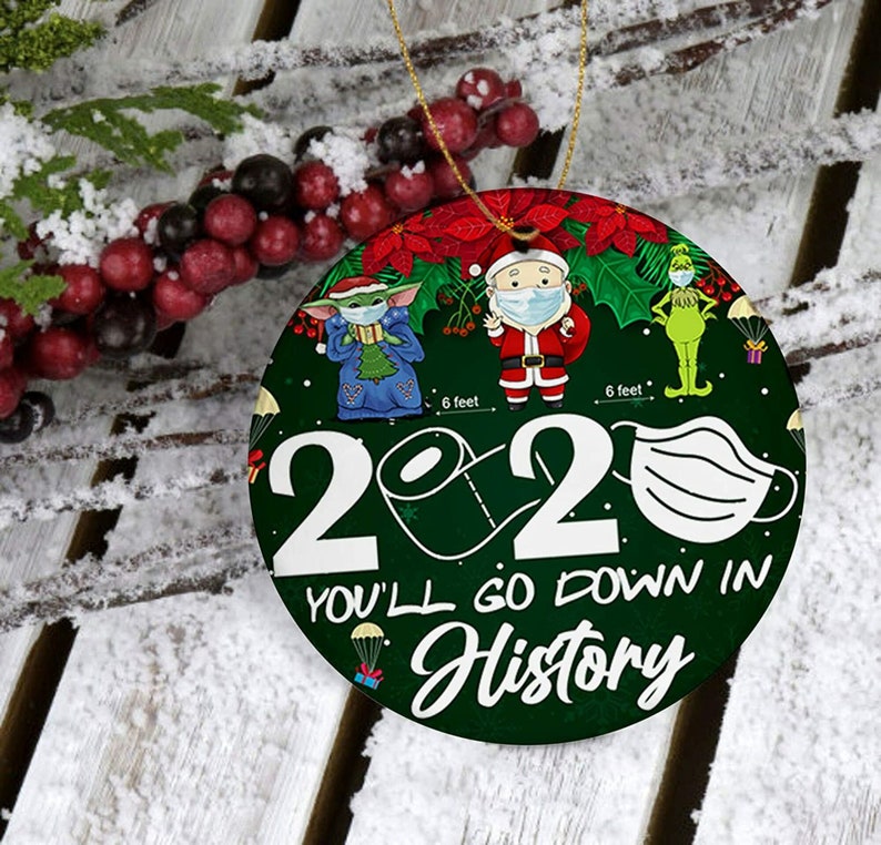You/'ll Go Down in History 6 Feet Santa Yoda Baby Grinch Santa Claus Christmas Social Distancing Xmas Holiday Season Ornaments Decorating art