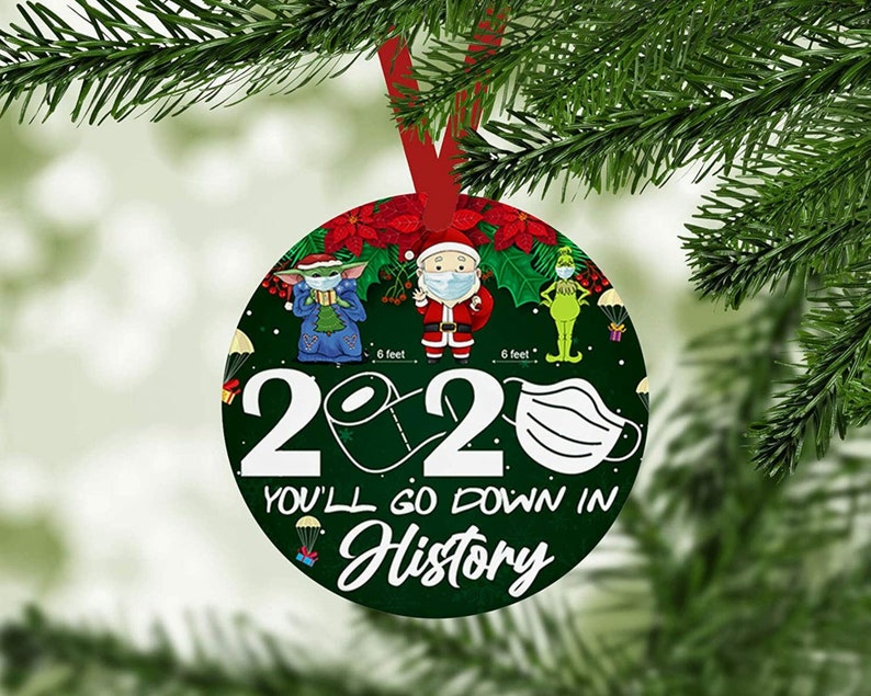 You/'ll Go Down in History 6 Feet Santa Yoda Baby Grinch Santa Claus Christmas Social Distancing Xmas Holiday Season Ornaments Decorating art