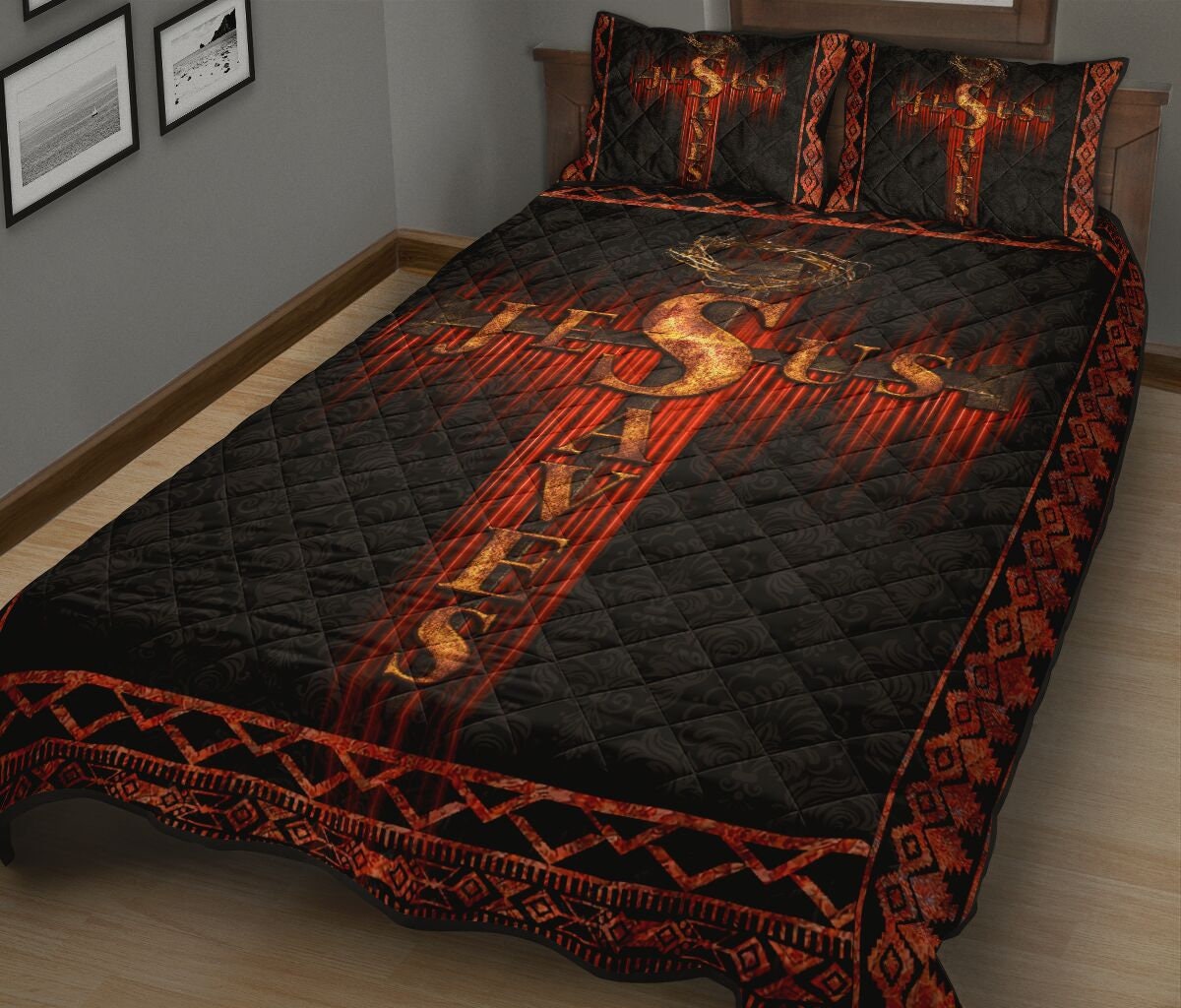 God Jesus Saves Quilt Bed Set Ademende Aangepaste Set Home Etsy
