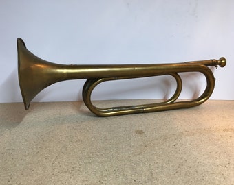 Vintage Brass Trumpet: Classic, Nostalgic, Collectible, Brass Musical Instrument - Old Musical Instrument, Original Old Trumpet