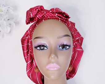 Satin Bonnet/Bonnet/Band Satin Bonnet/Satin Hair Bonnet/Reversible Cap/Wellness Beauty Cap/Adult Satin Lined Bonnet/Glow Bonnet/PrintBonnet