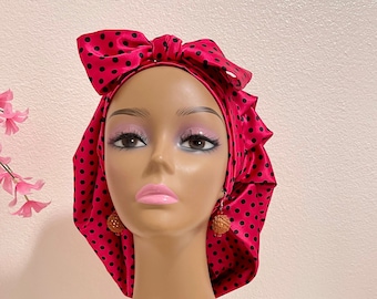 Satin Bonnet/Bonnet/Band Satin Bonnet/Satin Hair Bonnet/Reversible Cap/Wellness Beauty Cap/Adult Satin Lined Bonnet/Glow Bonnet/PrintBonnet