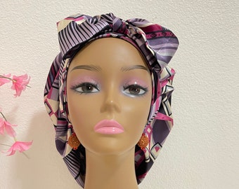 Satin Bonnet/Band Bonnet/Double Bonnet/Satin Hair Bonnet/Reversible Cap/Wellness Beauty Cap/Adult Satin Lined Bonnet/Tie Bonnet/Print Bonnet